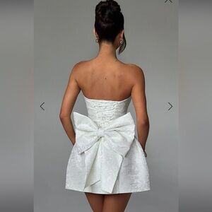 White mini bow dress